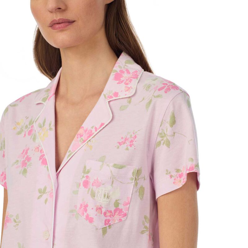 Lauren Ralph Lauren Cotton Knit S/S Notch Collar Pajama Set image number 5
